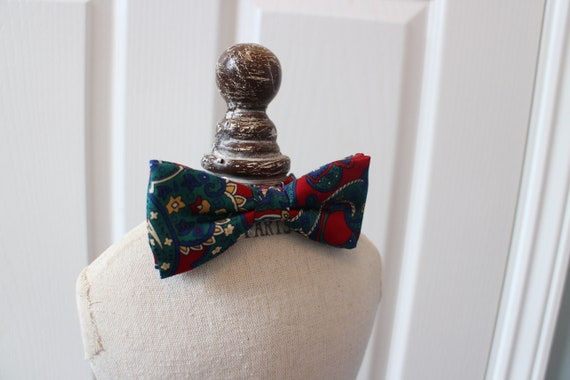 Blue / Red / Green Paisley Patterned Vintage Self… - image 3