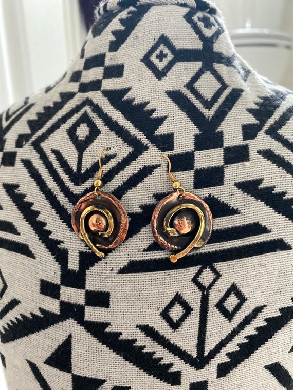 Contemporary Artisan Metal Brass & Copper Necklace, b… Gem