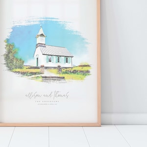 Winter Wedding Venue Illustration is the Perfect Venue Watercolor Wedding Gift