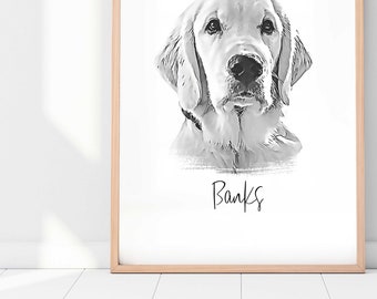 Custom Pet Portrait | Dog Portrait | Cat Portrait | Portrait from Photo | Peekaboo Pet | Pet Memorial Gift | Pet Art | Pet Art Print