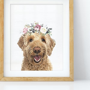 Custom Pet Portrait | Dog Portrait | Cat Portrait | Portrait from Photo | Peekaboo Pet | Pet Memorial Gift | Flower Crown | Pet Art Print
