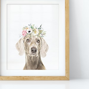 Custom Pet Portrait | Dog Portrait | Cat Portrait | Portrait from Photo | Peekaboo Pet | Pet Memorial Gift | Flower Crown | Pet Art Print