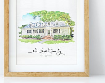 Custom House Portrait | Housewarming Gift | First Home Gift | Home Illustration | Watercolor Home Portrait | Realtor Closing Gift | Home Art