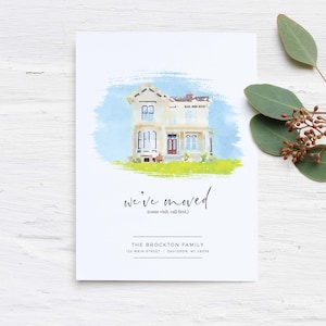 New Address Card | Moving Announcement | Custom House Portrait | Home Illustration | Watercolor Home Portrait | Just Moved | We&#39;ve Moved