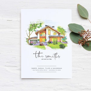 New Address Card | Moving Announcement | Custom House Portrait | Home Illustration | Watercolor Home Portrait | Just Moved | We&#39;ve Moved
