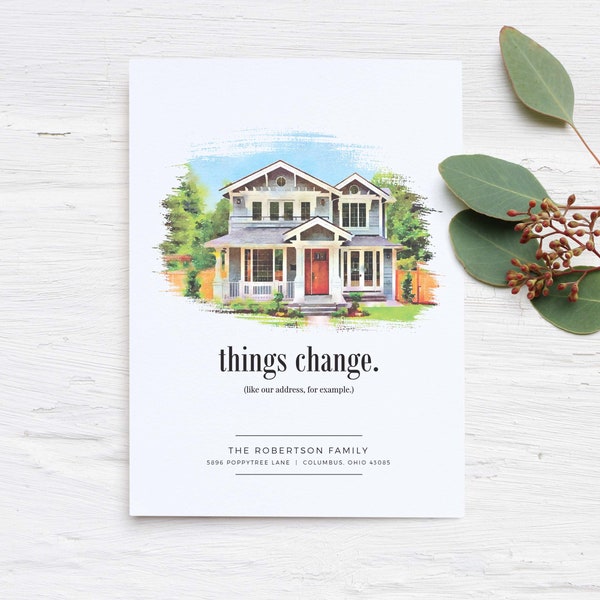 New Address Card | Moving Announcement | Custom House Portrait | Home Illustration | Watercolor Home Portrait | Just Moved | We've Moved