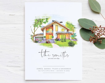 New Address Card | Moving Announcement | Custom House Portrait | Home Illustration | Watercolor Home Portrait | Just Moved | We've Moved