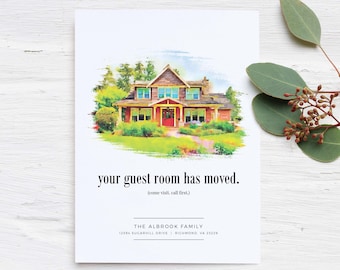 New Address Card | Moving Announcement | Custom House Portrait | Home Illustration | Watercolor Home Portrait | Just Moved | We've Moved