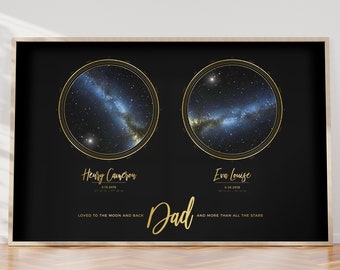 Regalo personalizado de mapa de estrellas / Impresión de cielo nocturno / Gráfico de estrellas personalizado / Póster de mapa de estrellas / Regalo del Día del Padre / Regalo para papá / Regalo de cumpleaños de papá