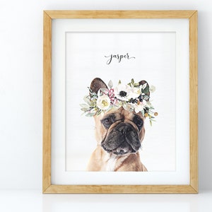 Aangepaste Franse bulldog-kunst in de afdrukstijl Peekaboo-huisdierportret. Perfecte Franse Bulldog-cadeaus voor liefhebbers van Frenchie. Huisdier sympathie cadeau.