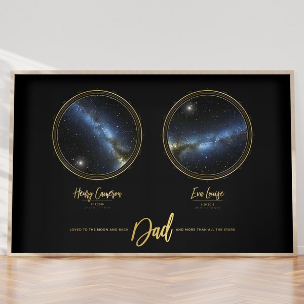 Personalized Star Map Gift | Night Sky Print | Custom Star Chart | Star Map Poster | Father's Day Gift | Gift for Dad | Dad Birthday Gift