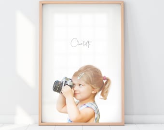 Custom Portrait from Photo | Peekaboo Portrait | Portrait of Child | Children's Portrait  |  Family Portrait  |  Personalized Portrait
