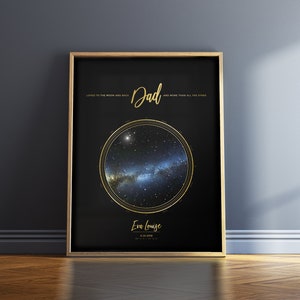 Impression personnalisée de carte des étoiles pour cadeau beau-père. Carte des étoiles par date. Offrez le parfait cadeau pour papa.