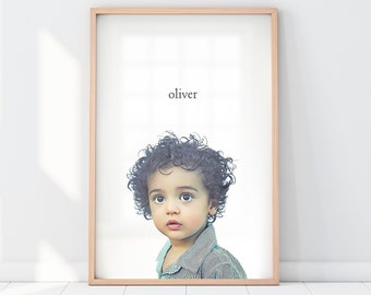 Custom Portrait from Photo | Peekaboo Portrait | Portrait of Child | Children's Portrait  |  Family Portrait  |  Personalized Portrait