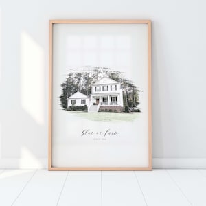 Custom House Portrait Housewarming Gift First Home Gift Home Illustration Home Portrait Pen Realtor Closing Gift Home Art imagem 1