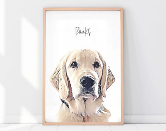 Custom Pet Portrait | Dog Portrait | Cat Portrait | Portrait from Photo | Peekaboo Pet | Pet Memorial Gift | Pet Art | Pet Art Print