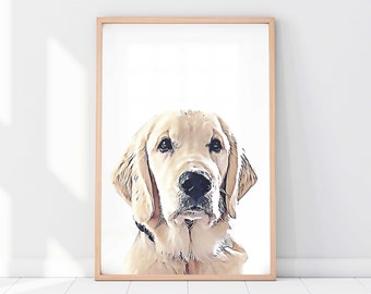 Custom Pet Portrait from Photo in Peekaboo Print Style. Perfect for Cat & Dog Lovers or Pet Parents. Give as Pet Sympathy Gift.