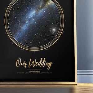 Regalo mappa stellare personalizzata in oro / Stampa del cielo notturno / Mappa stellare personalizzata / Poster mappa stellare / Arte delle costellazioni / Arte mappa del cielo / Regalo di anniversario