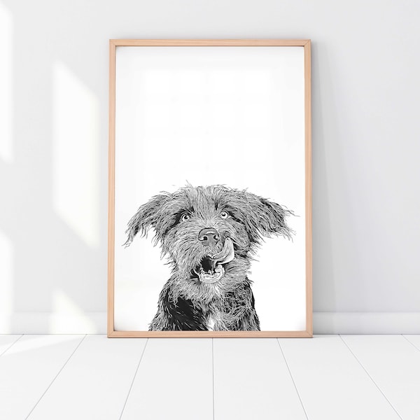 Custom Pet Portrait | Dog Portrait | Cat Portrait | Portrait from Photo | Peekaboo Pet | Pet Memorial Gift | Pet Art | Pet Art Print