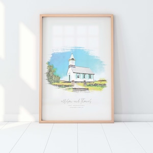 Winter Wedding Venue Illustration is the Perfect Venue Watercolor Wedding Gift