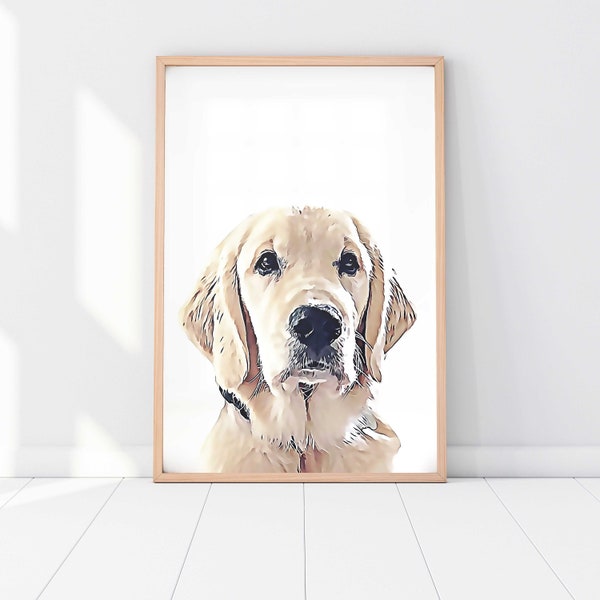 Custom Pet Portrait from Photo in Peekaboo Print Style. Perfect for Cat & Dog Lovers or Pet Parents. Give as Pet Sympathy Gift.