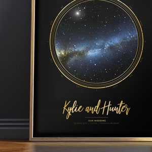 Gold Personalized Star Map Gift | Night Sky Print | Custom Star Chart | Star Map Poster | Constellation Art | Sky Map Art | Anniversary Gift