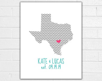 Hometown Art - Romantic Wall Art - Anniversary - Romantic Print - Wedding Established Sign - Wedding Gift Idea - Wedding Art - Gift for Him