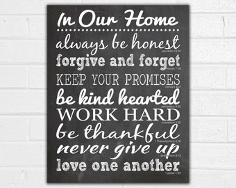 In Our Home Print - House Rules Sign - Family Rules Wall Art - In This House We Do Real - Housewarming Gift - Moving Gift