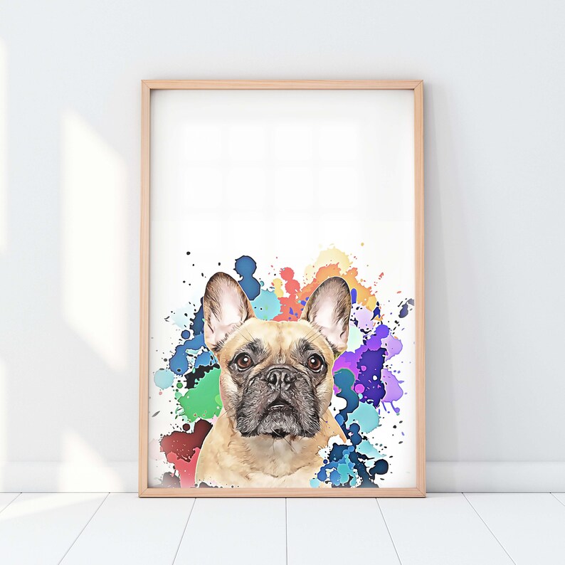 Custom Pet Portrait Splash Dog Portrait Cat Portrait Portrait from Photo Peekaboo Pet Pet Memorial Gift Pet Art Pet Art Print image 10