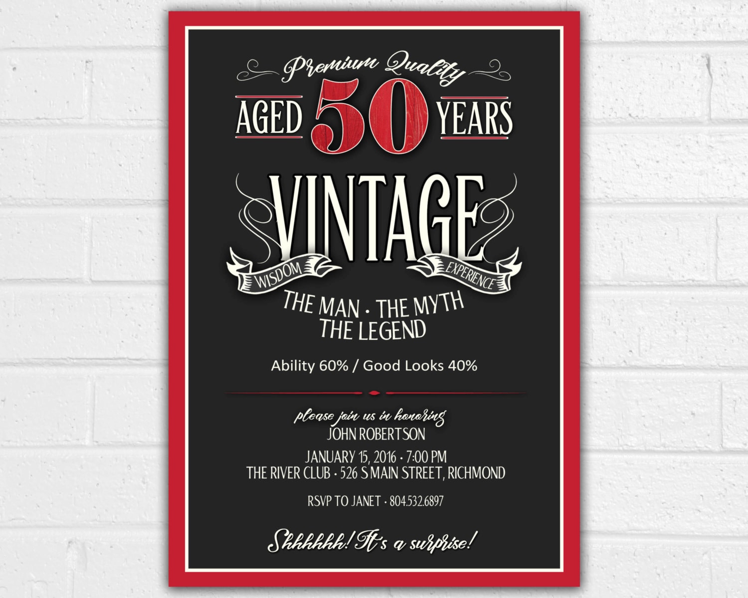 50th Birthday Invitation for Men JPEG Printable Aged to photo