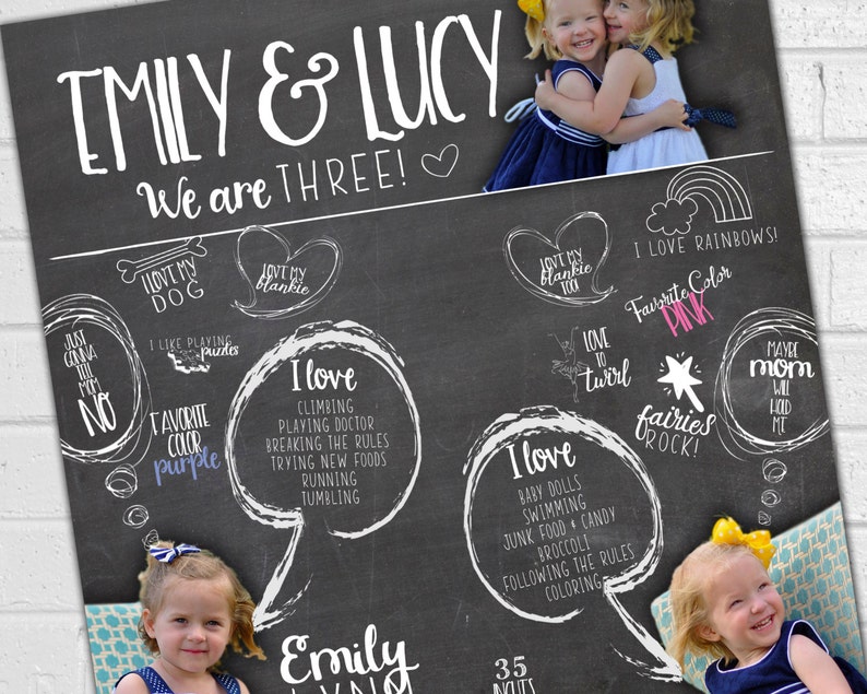 First Birthday Poster Party Sign Personalized Infographic Birthday Infographic Poster Printable Chalkboard JPEG All About Me Photo Prop