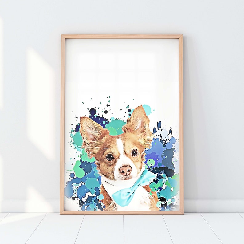 Custom Pet Portrait Splash Dog Portrait Cat Portrait Portrait from Photo Peekaboo Pet Pet Memorial Gift Pet Art Pet Art Print image 1