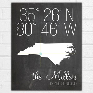 Latitude Longitude Print - Address Sign - Housewarming Gift - New Home Sign - New House Gift - Custom Address Sign - Chalkboard Address Art