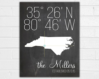 Latitude Longitude Print - Address Sign - Housewarming Gift - New Home Sign - New House Gift - Custom Address Sign - Chalkboard Address Art