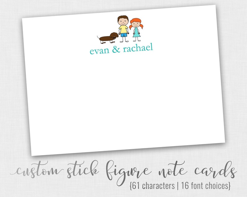 Stick Family Personalized Family Note Cards Family Gift Monogram Stationary Custom Family Family Stationery Thank You Cards
