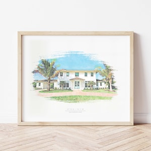 Custom House Portrait Housewarming Gift First Home Gift Home Illustration Watercolor Home Portrait Realtor Closing Gift Home Art image 3