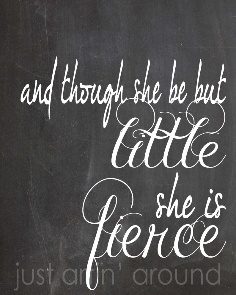 And Though She Be But Little She is Fierce Wall Art Print New Baby Gift Baby Shower Gift Nursery Decor Baby Shadow Box Baby Book image 2
