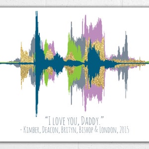 Custom Sound Wave Art Print - Voice Wave - Choose Your Colors -  Up to 5 voices - Christmas, Birthday, Mother&#39;s Day, Father&#39;s Day Gift
