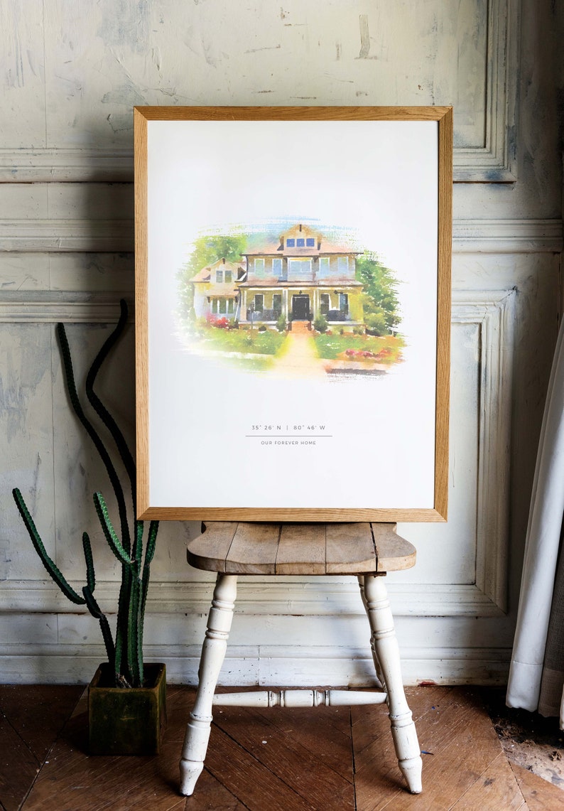 Custom House Portrait in Watercolor Style. Perfect Moving Away Gift for Home Decore. Give as Realtor Gift. image 9