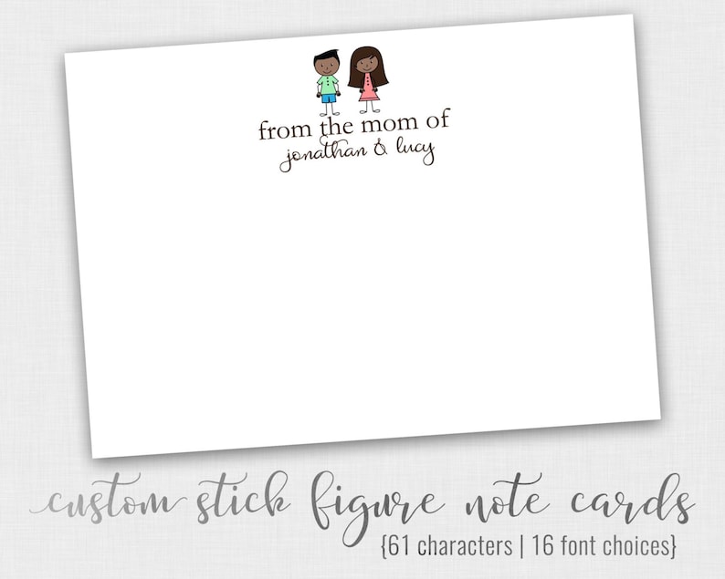 Stick Family Personalized Family Note Cards Family Gift Monogram Stationary Custom Family Family Stationery Thank You Cards