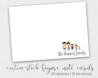 Personalized Family Note Cards - Family Stationery - Stick Family - Thank You Cards - Custom Family - Family Gift - Monogram Stationary