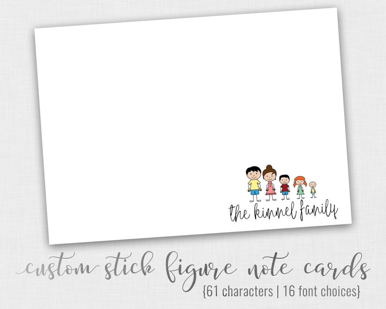Stick Family Personalized Family Note Cards Family Gift Monogram Stationary Custom Family Family Stationery Thank You Cards