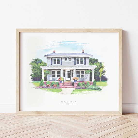 Custom House Portrait | Housewarming Gift | First Home Gift | Home Illustration | Watercolor Home Portrait | Realtor Closing Gift | Home Art