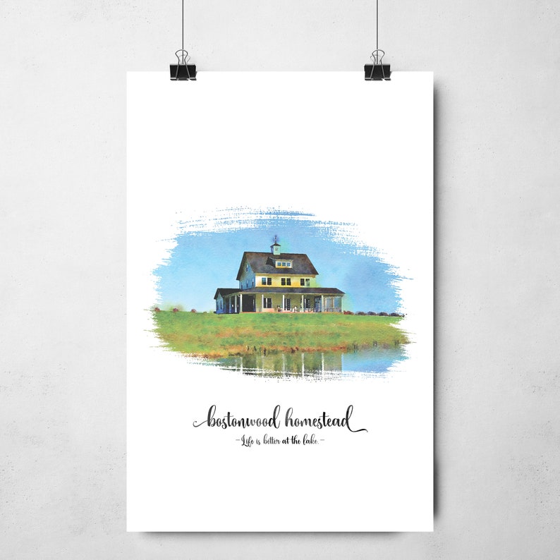 Custom Home Portrait in Watercolor Style. Perfect for First House, Housewarming or Moving Away Gift. Give as Realtor Gift. image 3