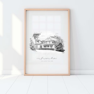 Custom House Portrait Housewarming Gift First Home Gift Home Illustration Home Portrait Pen Realtor Closing Gift Home Art image 5