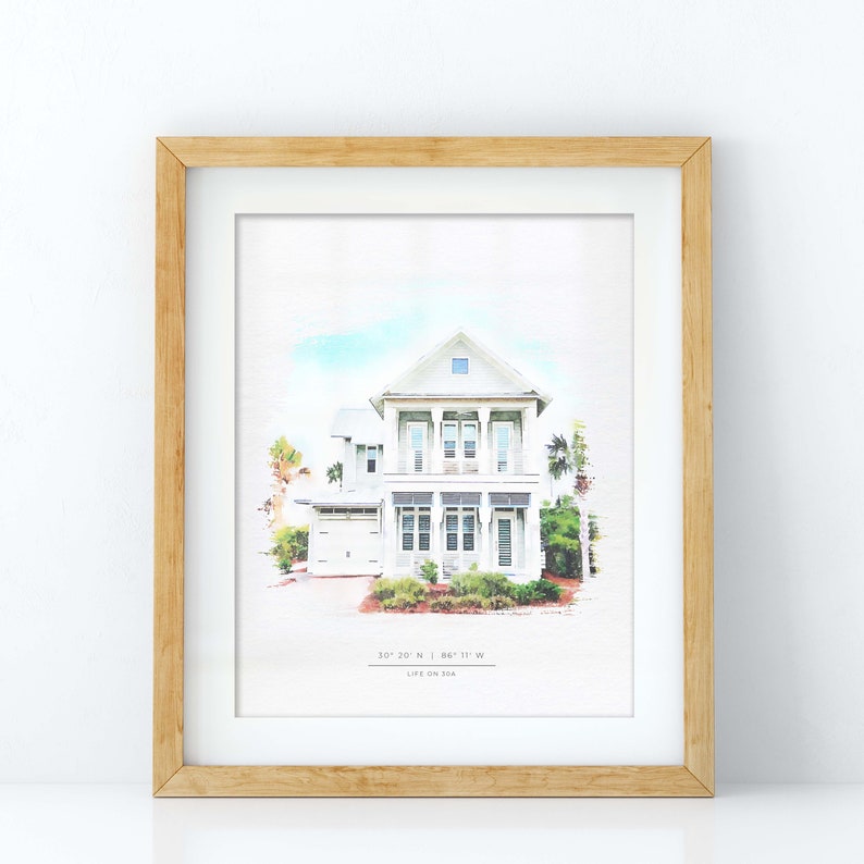 Custom House Portrait in Watercolor Style. Perfect Moving Away Gift for Home Decore. Give as Realtor Gift. image 6