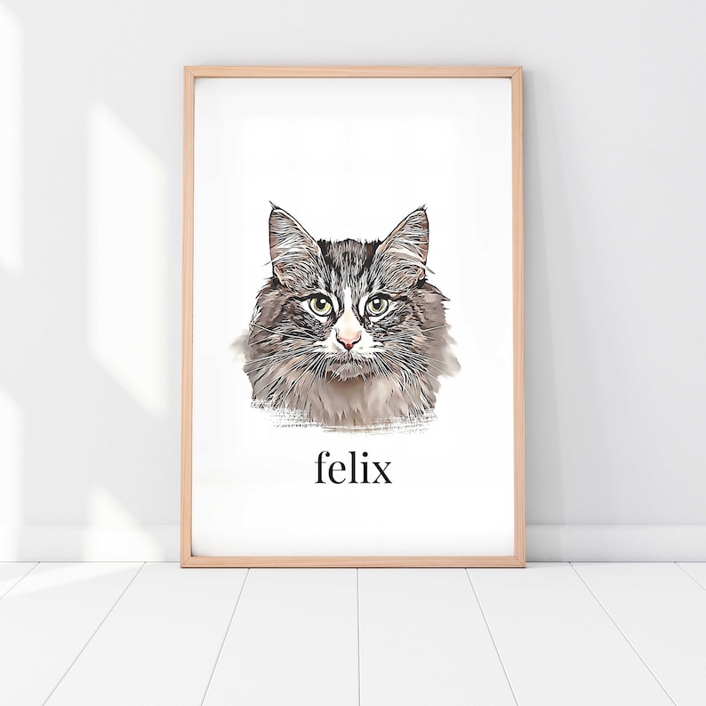 Custom Pet Portrait Dog Portrait Cat Portrait Portrait from Photo Peekaboo Pet Pet Memorial Gift Pet Art Pet Art Print image 2