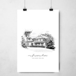 Custom House Portrait Housewarming Gift First Home Gift Home Illustration Home Portrait Pen Realtor Closing Gift Home Art imagem 7