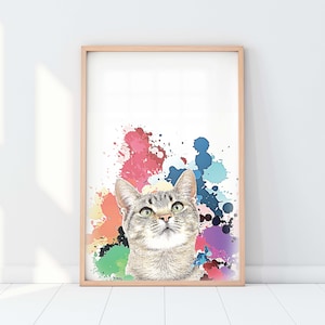 Custom Pet Portrait Splash Dog Portrait Cat Portrait Portrait from Photo Peekaboo Pet Pet Memorial Gift Pet Art Pet Art Print image 3