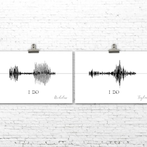 Custom Sound Wave Art Print - Anniversary Gift - I Do - Master Bedroom Decor - Wedding Sign - Personalized for Him - Paper Anniversary